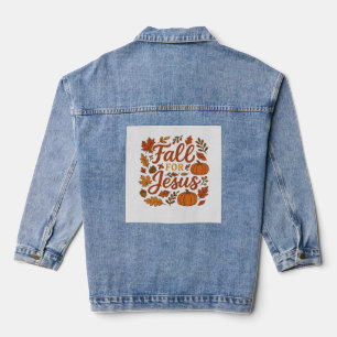 Fall For Jesus Autumn Pumpkin Christian Faith Clas Denim Jacket