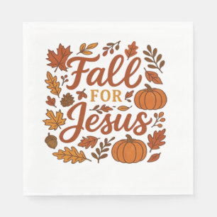 Fall For Jesus Autumn Pumpkin Christian Faith Clas Napkins