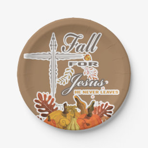Fall for Jesus he never leaves 1   Paper Plates