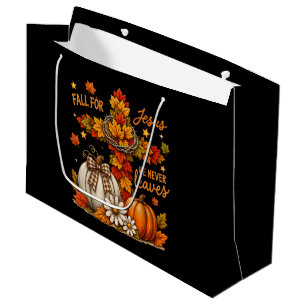 Fall for Jesus He Never Leaves Christian Faith Large Gift Bag