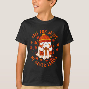 Fall For Jesus He Never Leaves Christian Ghost Hal T-Shirt