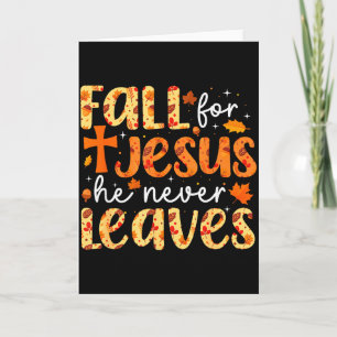 Fall For Jesus He Never Leaves Retro Autumn Thanks Card