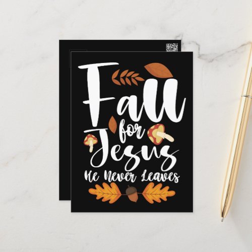 Fall For Jesus He Never Leaves Thanksgiving Christ Postcard