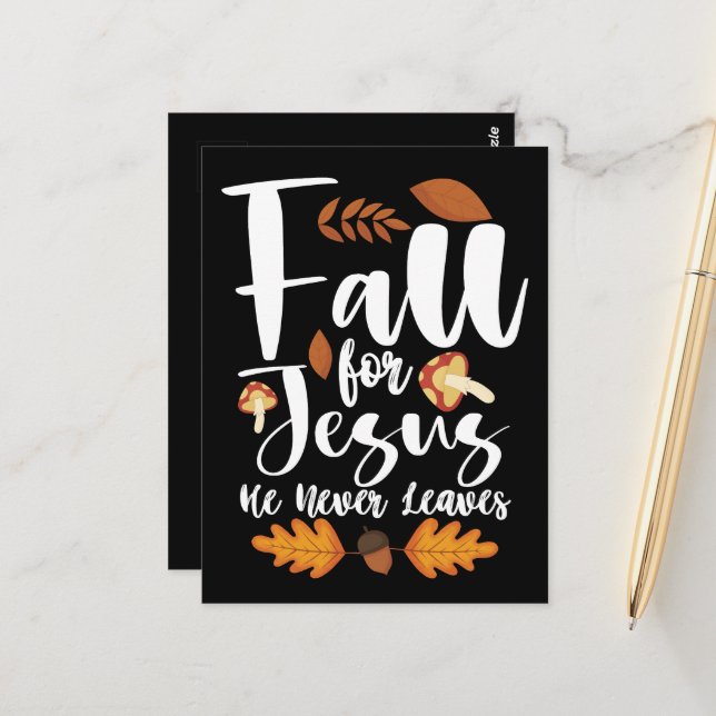Fall For Jesus He Never Leaves Thanksgiving Christ Postcard (Front/Back In Situ)