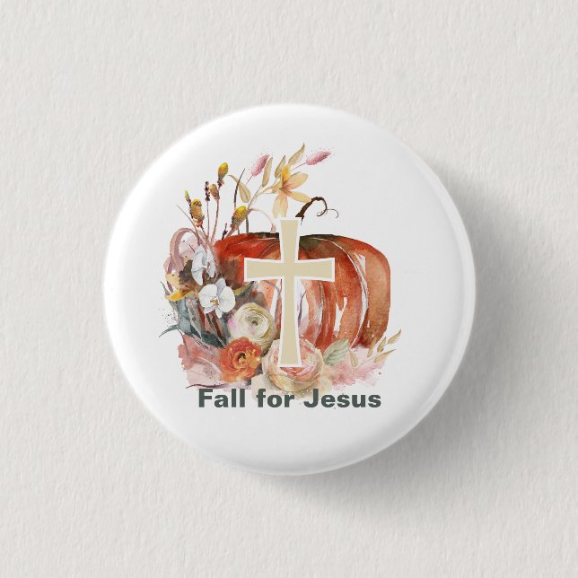 Fall For Jesus Pumpkin & Cross Button (Front)