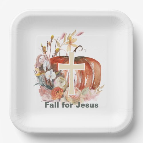 Fall For Jesus Pumpkin &amp; Cross Paper Plates