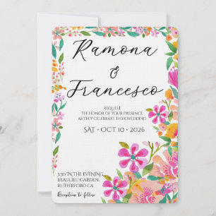 Fall For You Watercolor Floral Wedding Invitation