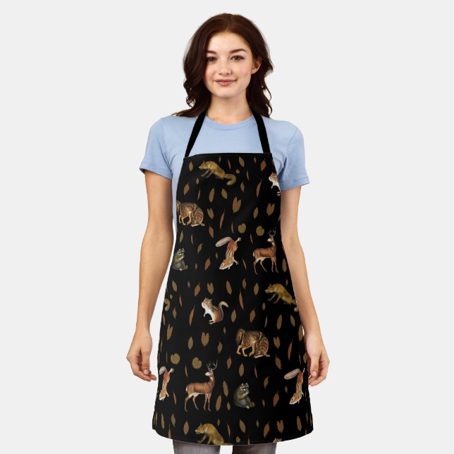 Fall Forest Animals Autumn Leaves Apron (Worn)