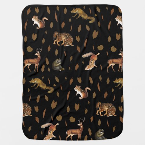 Fall Forest Animals Autumn Leaves Baby Blanket