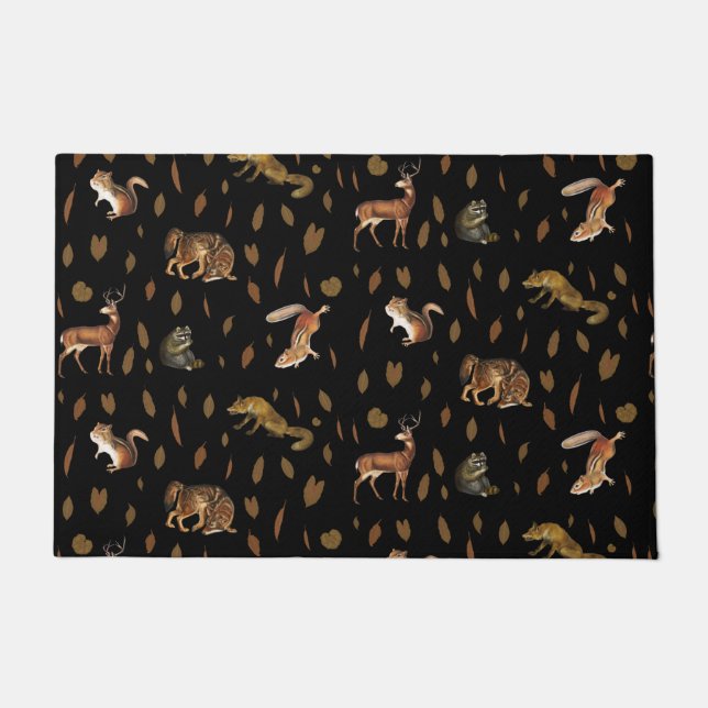 Fall Forest Animals Autumn Leaves Fall Decor Doormat (Front)