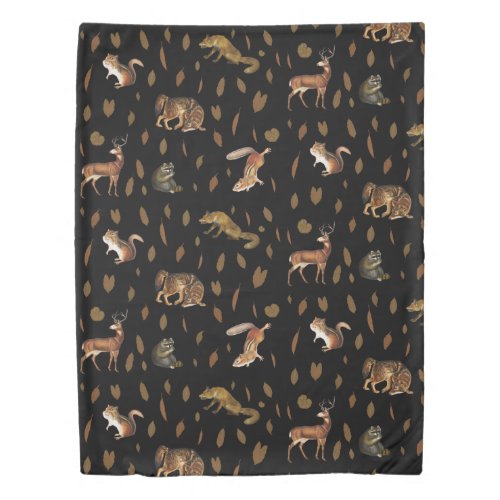 Fall Forest Animals Autumn Leaves Fall Decor Duvet Cover