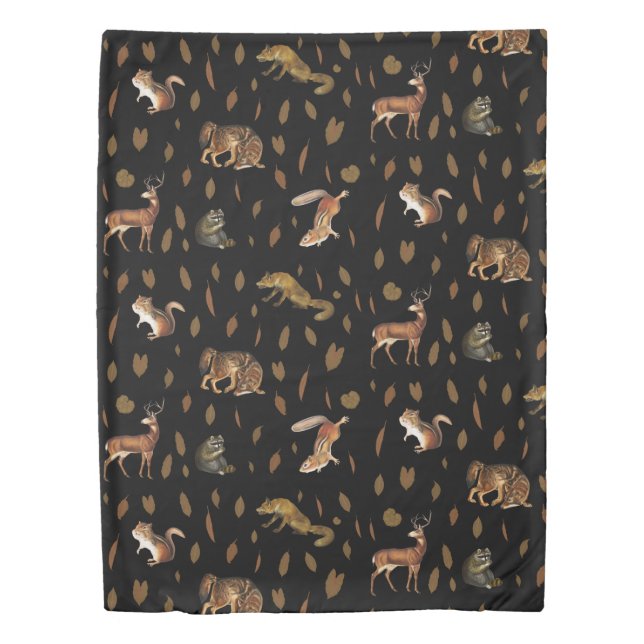 Fall Forest Animals Autumn Leaves Fall Decor Duvet Cover (Front)