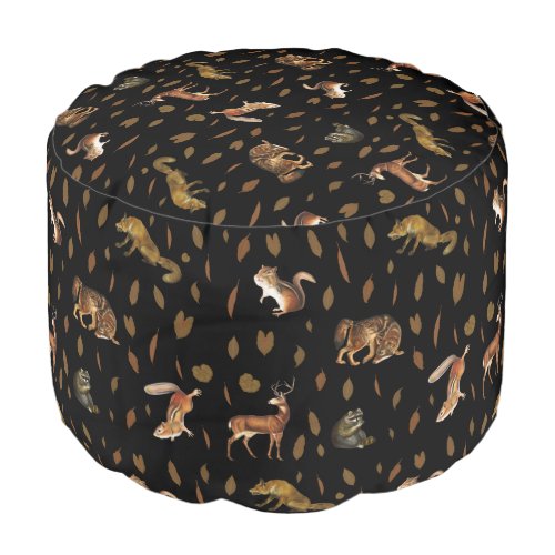 Fall Forest Animals Autumn Leaves Fall Decor Pouf
