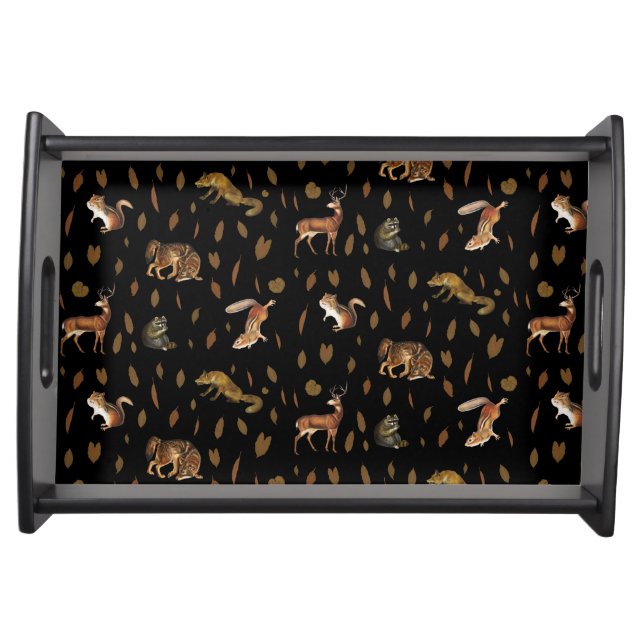 Fall Forest Animals Autumn Leaves Fall Decor Serving Tray (Front)