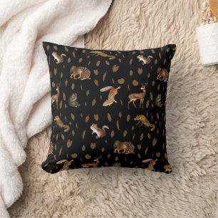 Fall Forest Animals Autumn Leaves Fall Decor Throw Pillow