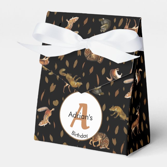 Fall Forest Animals Autumn Leaves Favor Boxes (Front Side)