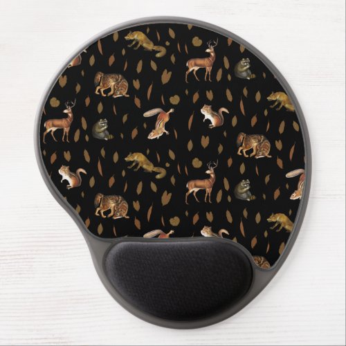 Fall Forest Animals Autumn Leaves Gel Mouse Pad