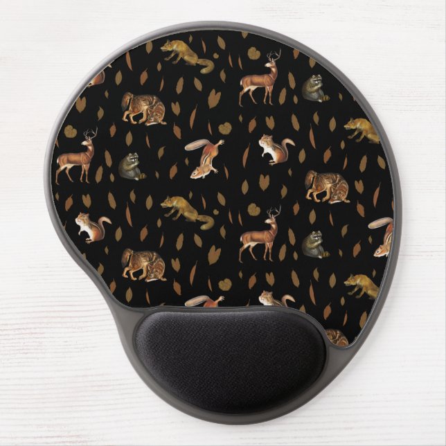 Fall Forest Animals Autumn Leaves Gel Mouse Pad (Front)