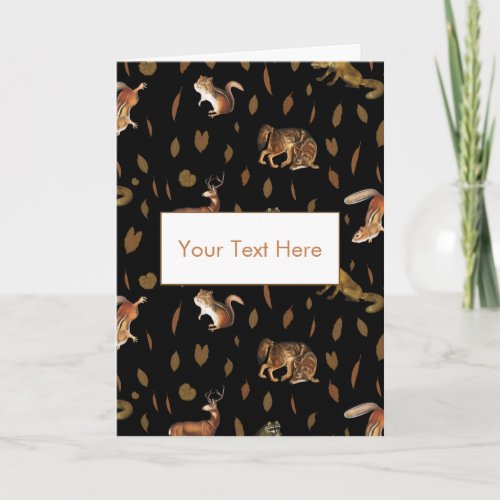 Fall Forest Animals Autumn Leaves Greeting Card