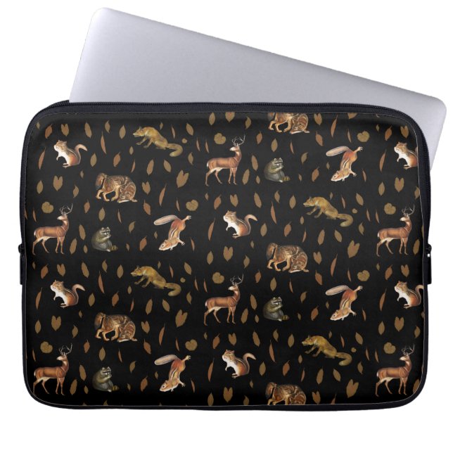 Fall Forest Animals Autumn Leaves Laptop Sleeve (Front)