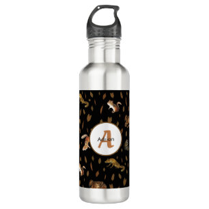 Fall Forest Animals Autumn Leaves Monogram School Stainless Steel Water Bottle