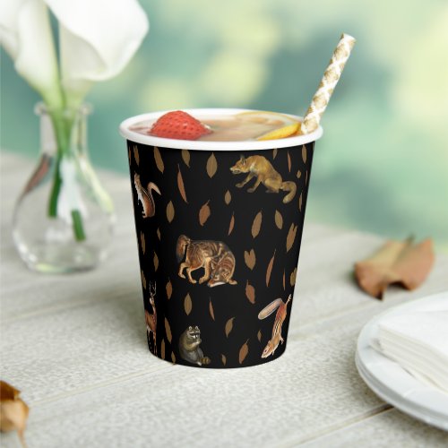 Fall Forest Animals Autumn Leaves Paper Cups