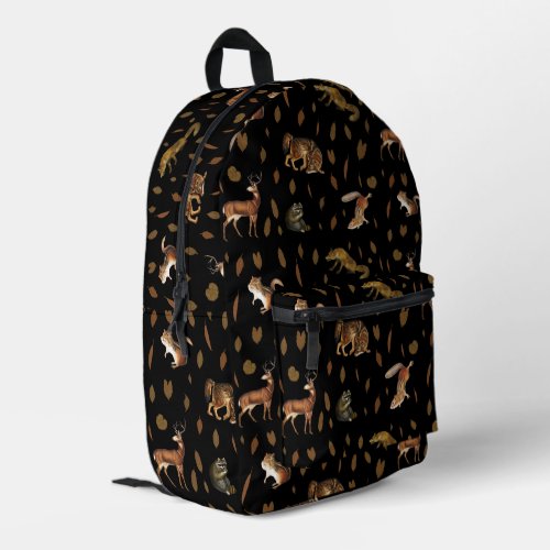 Fall Forest Animals Autumn Leaves  Printed Backpack