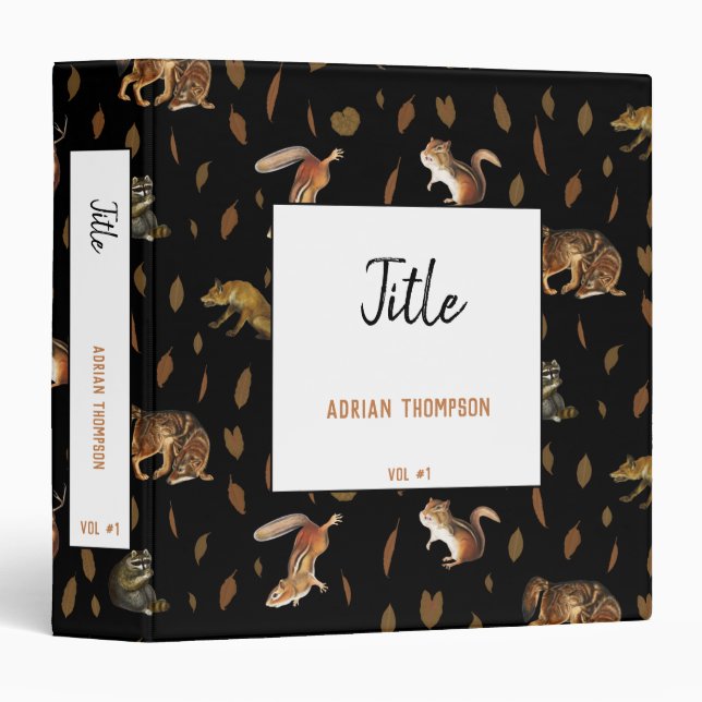 Fall Forest Animals Autumn Leaves School 3 Ring Binder (Front/Spine)