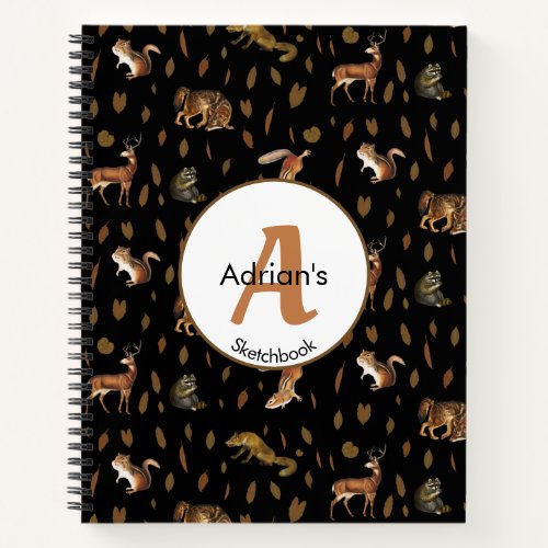 Fall Forest Animals Autumn Leaves Sketchbook Notebook