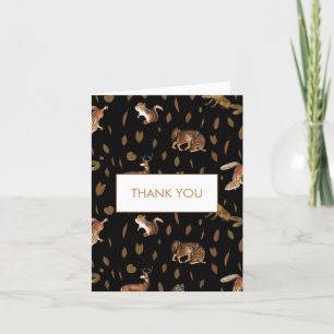 Fall Forest Animals Autumn Leaves Thank You Card