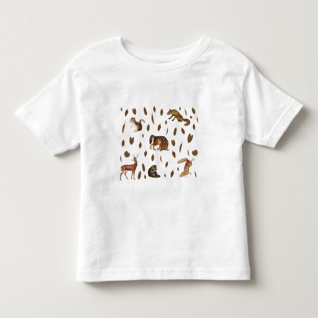 Fall Forest Animals Autumn Leaves Toddler T-shirt (Front)