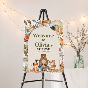 Fall Forest Animals Baby Shower Welcome Sign