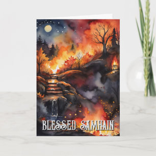 Fall Forest Blessed Samhain Halloween Night Card