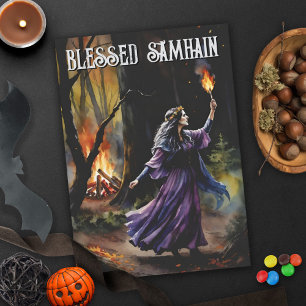 Fall Forest Blessed Samhain Night Pagan Witch Card