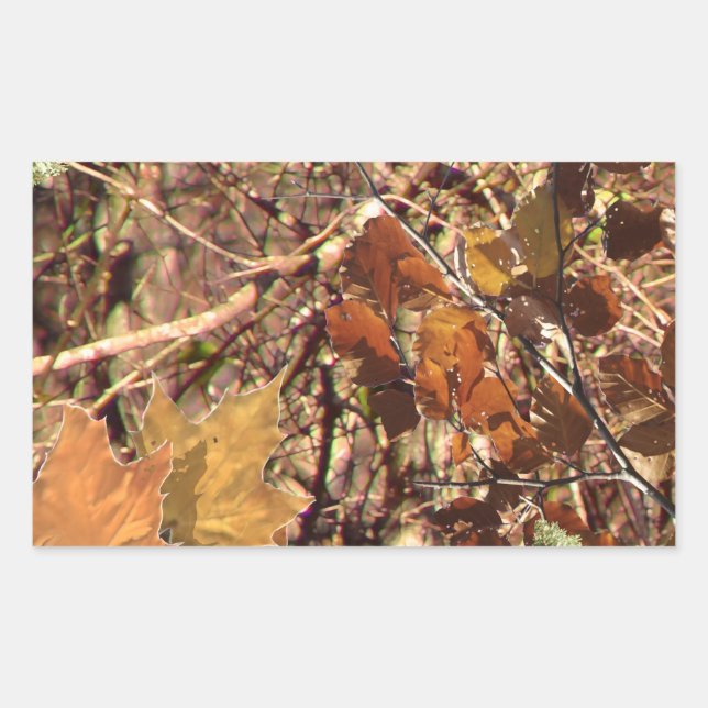 Fall Forest Bush Camouflage Rectangular Sticker (Front)