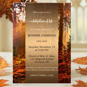 Fall Forest Celebration of Life Memorial Invitation