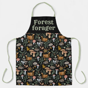 Fall forest forager Autumn mushrooms and animals Apron