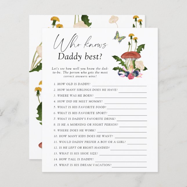 Fall forest fungi - Who knows daddy best game (Front/Back)