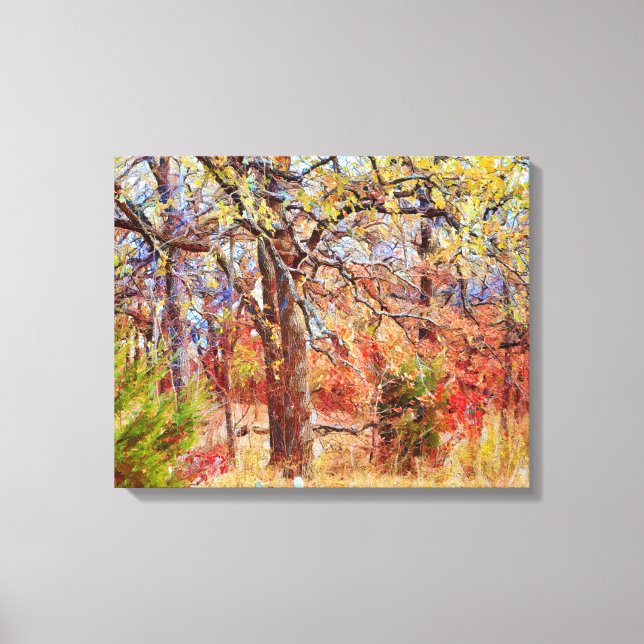 Fall Forest Hike Trail Photographic Art Canvas Print (Front)