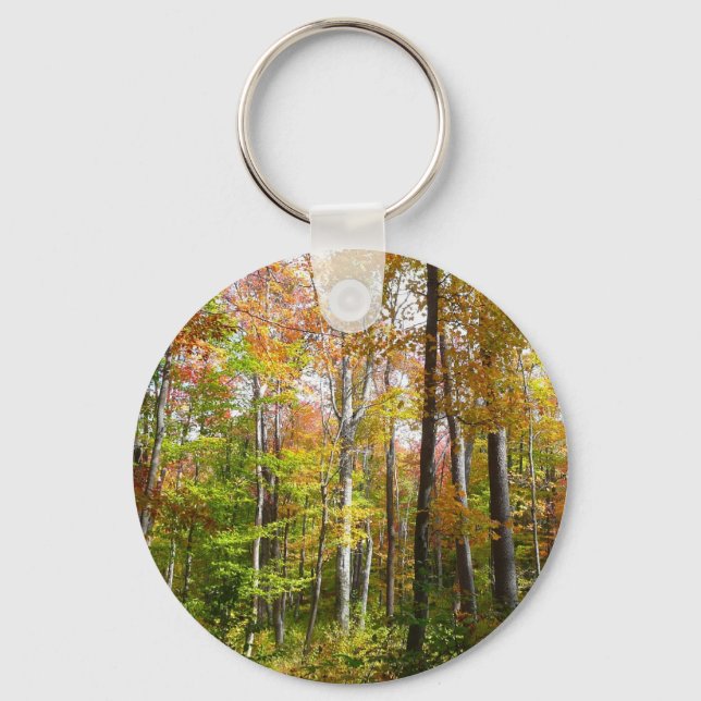 Fall Forest I Autumn Landscape Photography Keychain (Front)