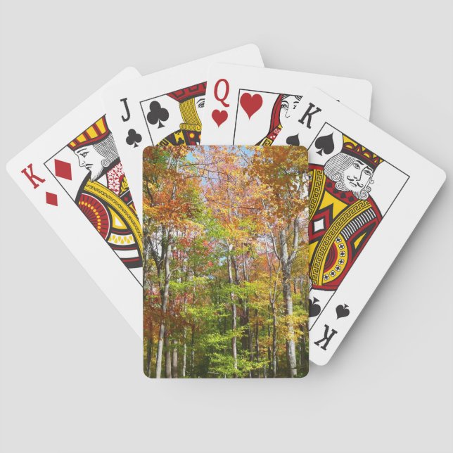 Fall Forest II Autumn Landscape Photography Poker Cards (Back)