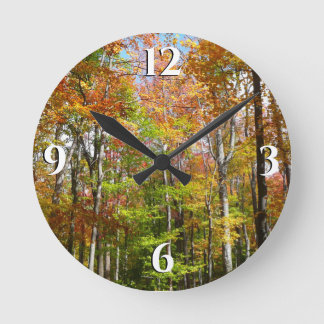 Fall Forest II Autumn Landscape Photography Round Clock