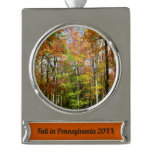 Fall Forest II Autumn Landscape Photography Silver Plated Banner Ornament