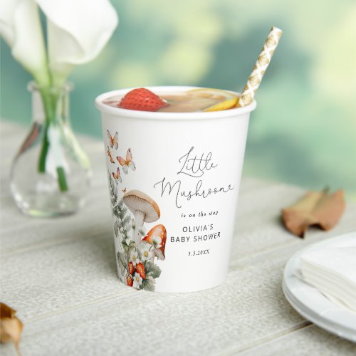 Fall forest little mushroom baby shower paper cups