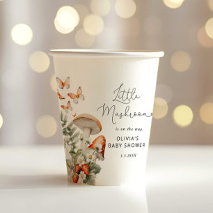 Fall forest little mushroom baby shower paper cups