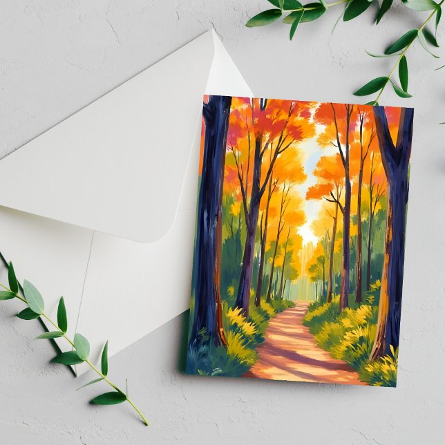 Fall Forest Path | Autumn Foliage Watercolor Card (Creator Uploaded)