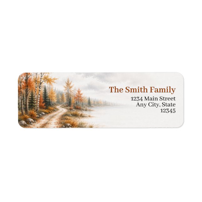 Fall Forest Return Address Labels Autumn Path (Front)