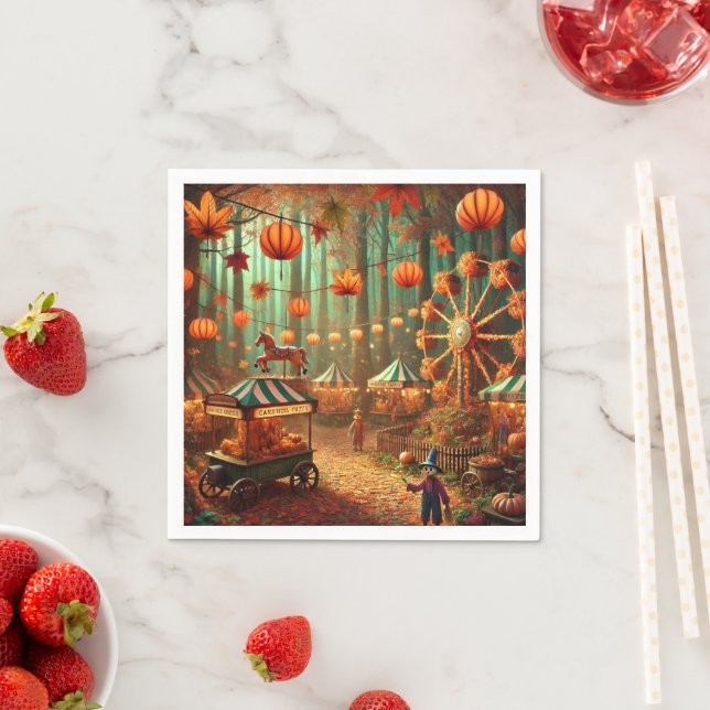Fall Forest Scarecrow Fairground Découpage Napkins (Insitu)