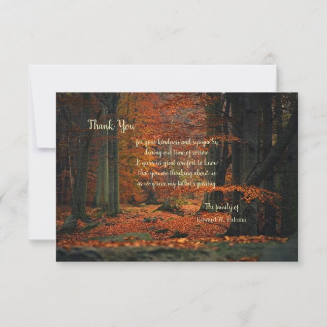 Fall Forest Sympathy Thank You Card (Front)