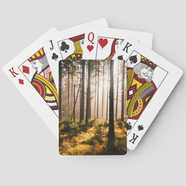 Fall Forest with Sunrays Poker Cards (Back)